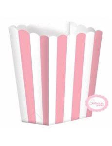 Caixas Pipocas Riscas Rosa Claro